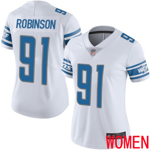 Detroit Lions Limited White Women Ahawn Robinson Road Jersey NFL Football #91 Vapor Untouchable
